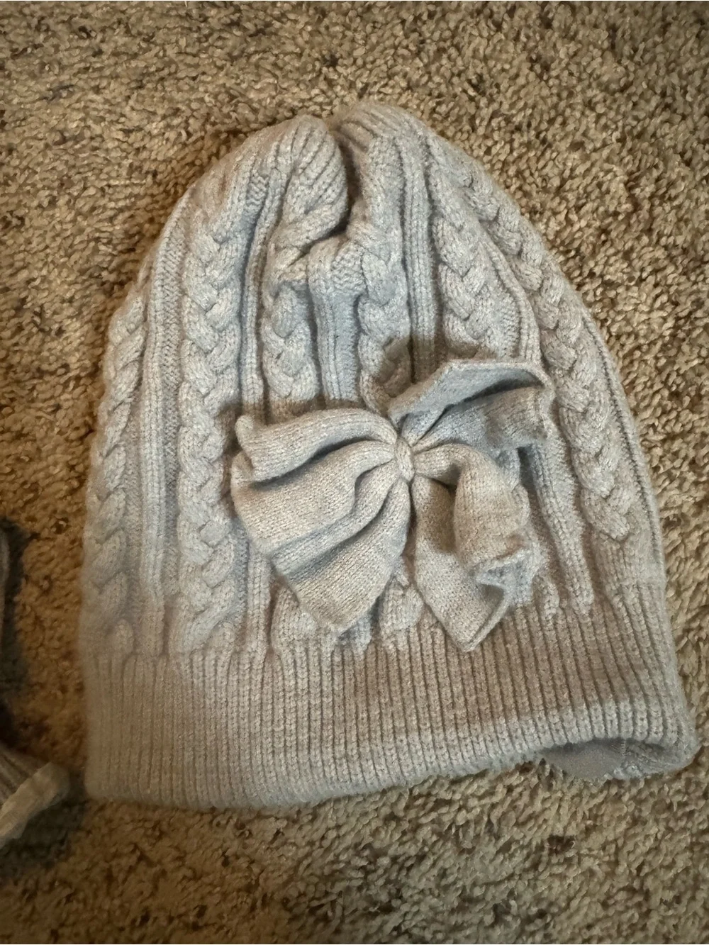 Knit Bow Beanie Mom/kid matching Set - Light Gray - Kids Accessories